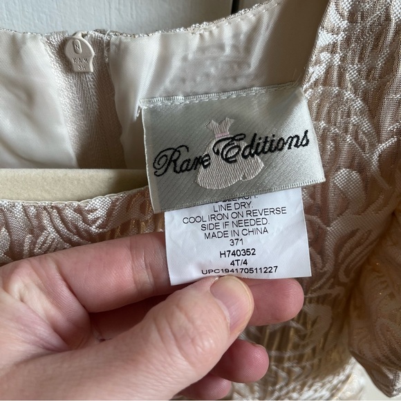 Rare Editions Toddler Girl Lurex Brocade Size 4T Dress with Bow - Picture 5 of 8